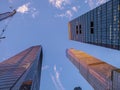 Hudson Yards skyscrapers in good sunny blue sky day. Royalty Free Stock Photo