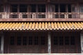 Hue, ancient capital of Vietnam. architecture detail of roofs and decorations Royalty Free Stock Photo