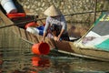 Hue, vietnam, circa february 2020: local people on the perfume river