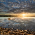 Hue Vietnam - July 27 2019 : Sunrise with beautiful clouds and reflections