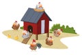 Funny cartoon illustration of a henhouse