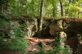 The Huel Lee is man-made caves in Luxembourg Sand-stone. The forest and the surroundings near the caves Royalty Free Stock Photo