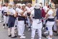Huelva, Spain - April 10, 2022: A group of costalero bearers with the Costal (Sack) Piece of cloth that bearers