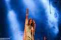 Huelva, Spain - August 6, 2017: Singer Rosario Flores, daughter of Lola Flores, from Spain, during public concert in