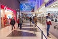 Huelva, Spain - December 5, 2020: Inside Carrefour hypermarket at Holea Shopping center. Long exposure Photography and People Royalty Free Stock Photo