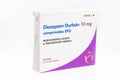 Huelva, Spain - July 23, 2020: Spanish Box of Diazepam brand Durban. Diazepam, first marketed as Valium, is a medicine of the Royalty Free Stock Photo