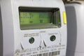 Huelva, Spain - March 6, 2022: Close-up of modern smart residential digital power supply meters from the Spanish company Endesa