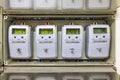 Huelva, Spain - March 6, 2022: Close-up of modern smart residential digital power supply meters from the Spanish company Endesa