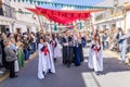 The King and the Queen, dressed in period costumes, parading in the Medieval Discovery Fair in