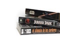 VHS movie cassettes - Star wars, The silence of the lambs and Jurassic Park Royalty Free Stock Photo