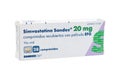 A Spanish box of Simvastatin, is a statin, a type of lipid-lowering medication used to Royalty Free Stock Photo