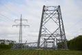 Huerth, NRW, Germany, 04 30 2022, construction work for power line and power pylon