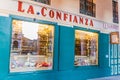 HUESCA, SPAIN - OCTOBER 29, 2017: Ultramarinos La Confianza, oldest grocery store in Spai