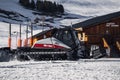 Snowcat, ratrack PistenBully - machine for snow preparation while working in Alpe D\'huez