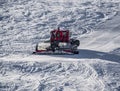 Snowcat, ratrack PistenBully - machine for snow preparation while working in Alpe D\'huez