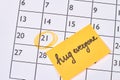 Hug day concept. Marked 21 day in month calendar. Royalty Free Stock Photo