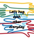 Hug lines hands poster with positive sign