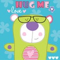 Hug me teddy bear vector illustration