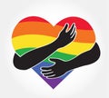 Hug the rainbow heart , love LGBT symbol