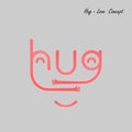 HUG typographical and Hand icon.Embrace or hug icons vector logo design.