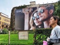 Huge advertising billboard for Giorgio Armani fashion brand