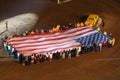 Huge American flag at stadium