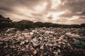 A huge amount of waste from the houses and industrial factories that were left without consciousness. Garbage dumps that cause Royalty Free Stock Photo