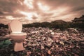 A huge amount of waste from the houses and industrial factories that were left without consciousness. Garbage dumps that cause Royalty Free Stock Photo