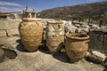 Huge ancient clay vases and camphor. Old dishes, camphor and pitchers.