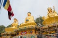 Huge ancient golden statues of buddha in the temple in Kathmandu Royalty Free Stock Photo