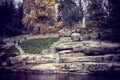 The huge ancient stones in forest. National park Sofiivka, Uman, Ukraine