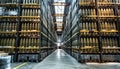 Huge artillery shells fulfillment stock center of giant fulfillment center of defense systems, precision weapons Arms industry