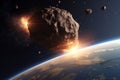 A huge asteroid comet approaching the planet Earth