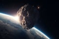 A huge asteroid comet approaching the planet Earth Royalty Free Stock Photo