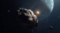 A huge asteroid comet approaching the planet Earth