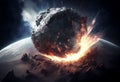 A huge asteroid comet in collision with the planet Earth Royalty Free Stock Photo