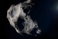 Huge asteroid in space image threatening planet earth, sci-fi fantasy closeup, generative AI. Royalty Free Stock Photo
