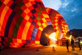 Huge balloons inflate before launch. Turkey. Cappadocia Royalty Free Stock Photo