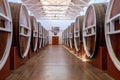 Huge barrels for aging elite alcohol. Illustrative editorial. October 1, 2021 Beltsy Moldova