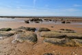 Huge beach with rocks after the sea tide Royalty Free Stock Photo