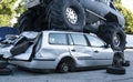 Huge big foot car smash car on monster truck show