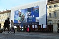 Huge billboard in main square welcome the oncoming Nitto ATP finals tournament Turin Italy