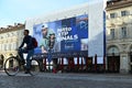 Huge billboard in main square welcome the oncoming Nitto ATP finals tournament Turin Italy