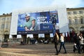 Huge billboard in main square welcome the oncoming Nitto ATP finals tournament Turin Italy