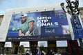 Huge billboard in main square welcome the oncoming Nitto ATP finals tournament Turin Italy