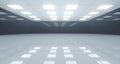 Huge Black And White Empty Room With Square Lights On Ceiling An Royalty Free Stock Photo