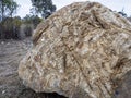Huge boulder dug out from the ground at a construction site Royalty Free Stock Photo