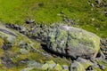 Huge boulders, big rocks by StorebottÃÂ¥ne river Vavatn lake Norway Royalty Free Stock Photo