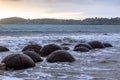 The huge boulders of Moeraki on the Pacific coast. New Zealand Royalty Free Stock Photo