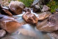 Huge boulders in a mountain stream